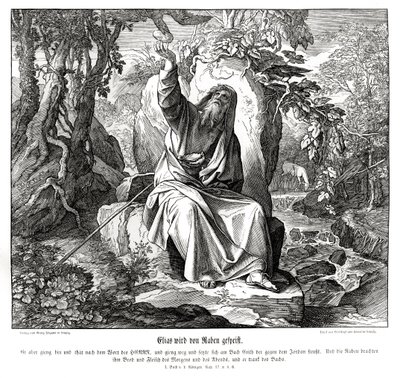 Elias bliver fodret af ravne af Julius Schnorr von Carolsfeld