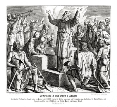 Grundlæggelse af det nye tempel i Jerusalem, Ezra af Julius Schnorr von Carolsfeld