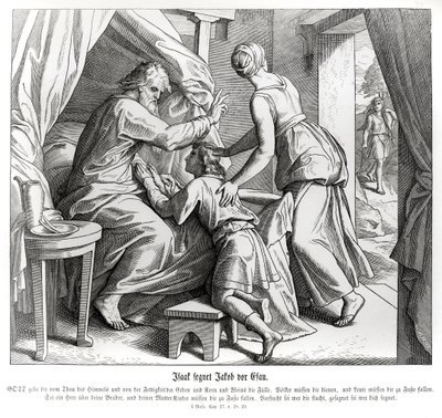 Isak velsigner Jakob i Esaus sted, Første Mosebog af Julius Schnorr von Carolsfeld
