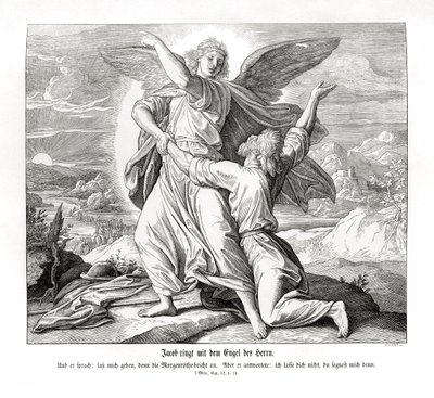 Jakob kæmper med englen, 1. Mosebog af Julius Schnorr von Carolsfeld