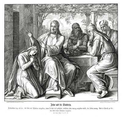 Jesus og den syndige kvinde, Lukasevangeliet af Julius Schnorr von Carolsfeld