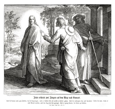 Jesus viser sig for to disciple, Lukasevangeliet af Julius Schnorr von Carolsfeld
