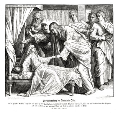 Jesus vækker den lille pige, Markusevangeliet af Julius Schnorr von Carolsfeld