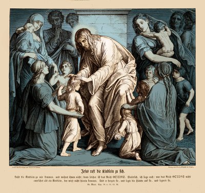 Jesus kalder børnene til sig, Markusevangeliet af Julius Schnorr von Carolsfeld
