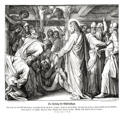 Jesus helbreder den lamme mand, Lukasevangeliet af Julius Schnorr von Carolsfeld