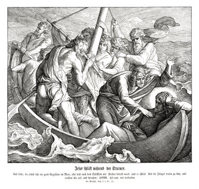 Jesus sover under stormen, Matthæusevangeliet af Julius Schnorr von Carolsfeld