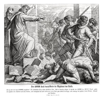 Moses straffer folket for deres afgudsdyrkelse, Exodus af Julius Schnorr von Carolsfeld