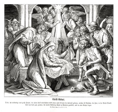 Fødsel, Lukasevangeliet af Julius Schnorr von Carolsfeld