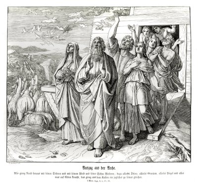 Noa og hans familie efter syndfloden, 1. Mosebog af Julius Schnorr von Carolsfeld