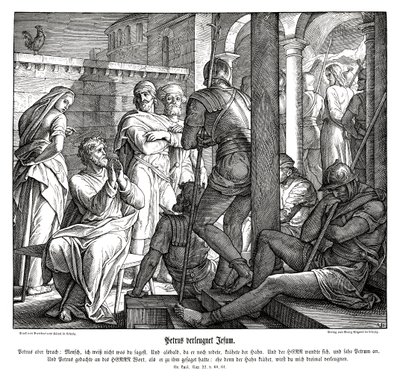 Peter fornægter Jesus, Lukasevangeliet af Julius Schnorr von Carolsfeld