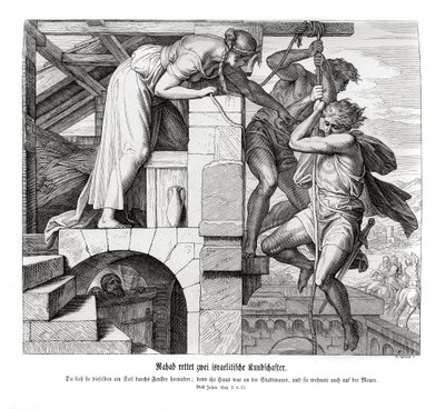 Rahab redder to israelitiske mænd, Joshua af Julius Schnorr von Carolsfeld