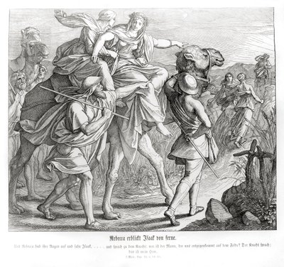 Rebecca ser Isak langvejs fra, Første Mosebog af Julius Schnorr von Carolsfeld