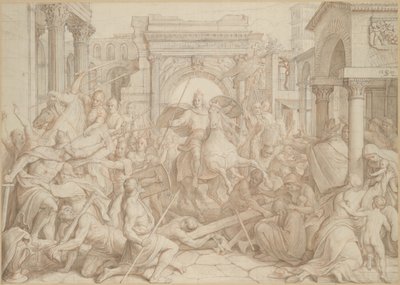 Karl den Stores indtog i Pavia, 1840. af Julius Schnorr von Carolsfeld