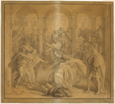 Nibelungens endeligt - Kriemhilds død af Julius Schnorr von Carolsfeld
