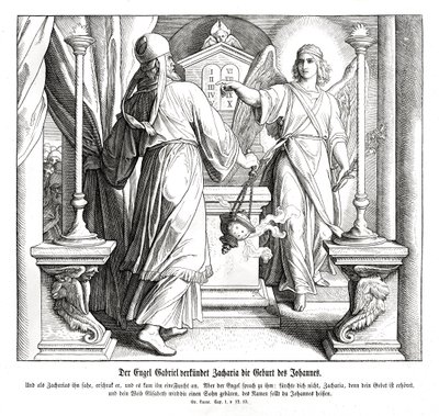 Englen Gabriel viser sig for Zacharias, Lukas af Julius Schnorr von Carolsfeld