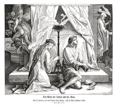 Tobias og Sarahs bøn, Tobits Bog af Julius Schnorr von Carolsfeld
