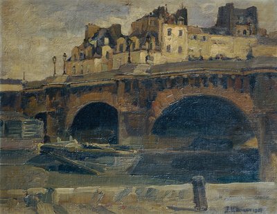 Parisisk landskab med Pont Neuf af Julius Ullmann