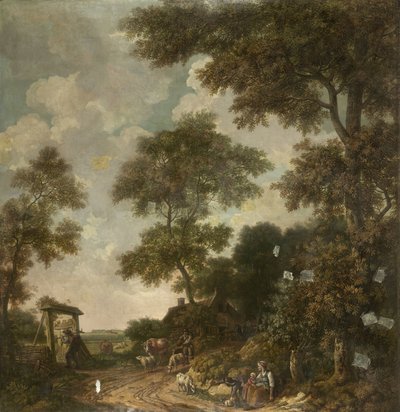 Tapet maleri af et hollandsk landskab med en grusvej af Jurriaan Andriessen (attributed to)