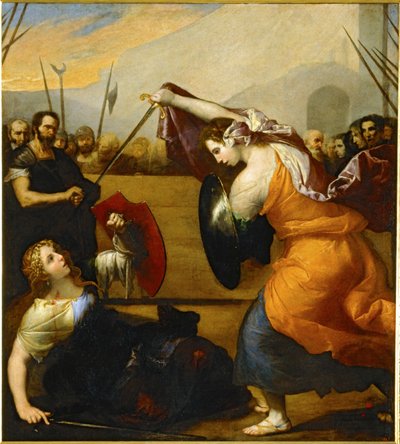 Duellen mellem Isabella de Carazzi og Diambra de Pottinella ... (maleri på lærred) af Jusepe de (1591-1652) Ribera