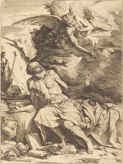 Sankt Hieronymus, der hører den sidste doms trompet af Jusepe de Ribera