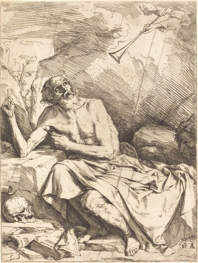Sankt Hieronymus, der hører den sidste doms trompet af Jusepe de Ribera