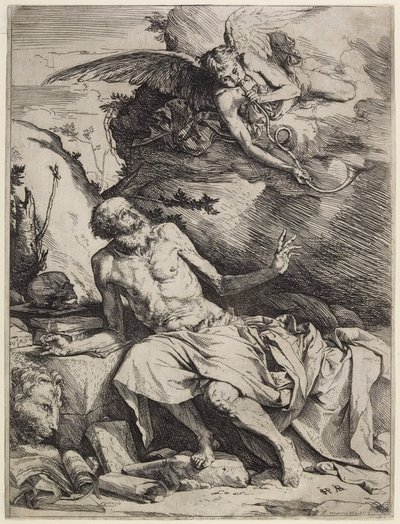 Sankt Hieronymus, der hører den sidste doms trompet, ca. 1621 af Jusepe de Ribera