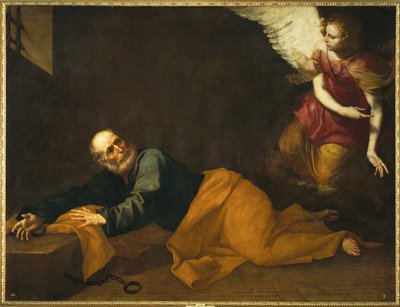 Sankt Peter befriet af en engel (maleri på lærred) af Jusepe de Ribera