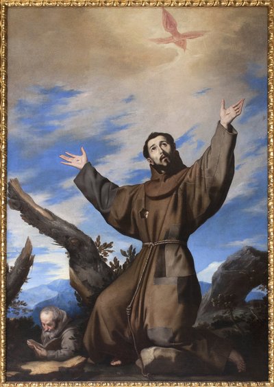Stigmatiseringen af den hellige Frans af Assisi. Maleri af værkstedet af Jose de Ribera dit il Spagnoletto "" den spanske"" (1591-1652), olie på lærred af Jusepe de Ribera