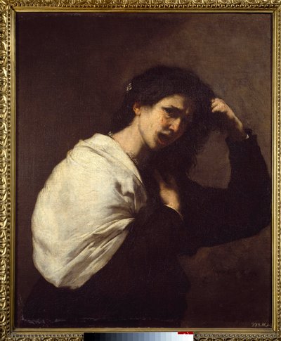 Kvinde river sig i håret Maleri af Jose de Ribera dit il Spagnoletto ""den spanske""" (1591-1652) af Jusepe de Ribera