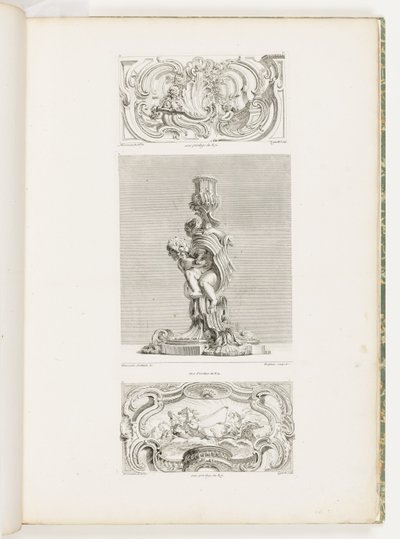 Ornament Panel med Shell Fountain flankeret af guirlander og voluter, pl. 22 i Oeuvre de Juste-Aurèle af Juste Aurèle Meissonnier