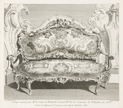 Sofa udført for greven af Bielinski Grand M.al of the Crown of Poland i 1735; Sofa udført for greven af Bielinski i 1735, 4. plade af Juste Aurèle Meissonnier