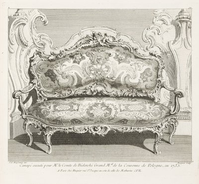Sofa udført for greven af Bielinski stormand af den polske krone, 1735; Sofa udført for greven af Bielinski i 1735, 4. plade af Juste Aurèle Meissonnier