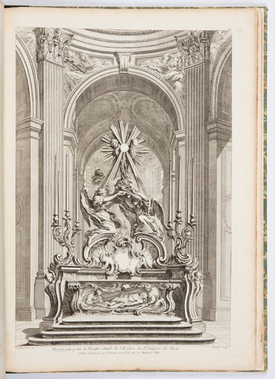 Design til mesteralteret i kirken St. Sulpice de Paris, plade 109, i Oeuvres de Juste-Aurèle Meissonnier (værker af Juste-Aurèle Meissonnier) af Juste Aurèle Meissonnier