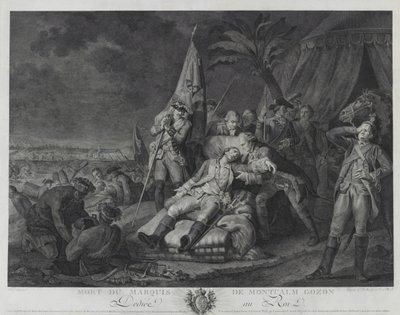 Marquis de Montcalm Gozons død (gravering) af Juste Chevillet
