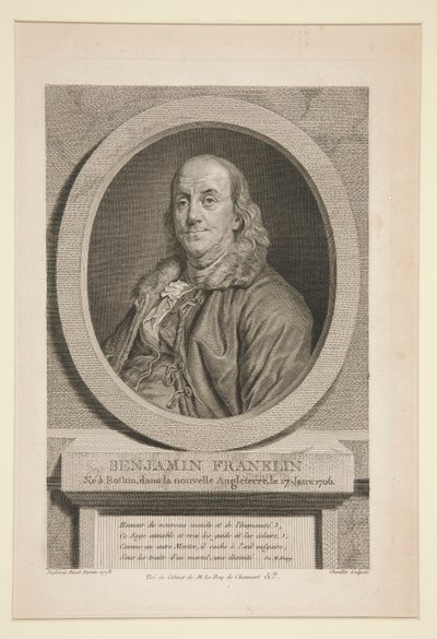 Benjamin Franklin, født i Boston, New England, 17. januar 1706 af Justus Chevillet