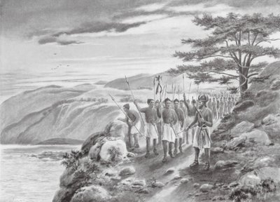 Sargon I ved Middelhavet (litografi) af Justus Hill