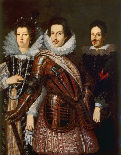 Portræt af Marie Madeleine af Østrig, Cosimo II og Ferdinand II de Medici, ca. 1640 af Justus Sustermans