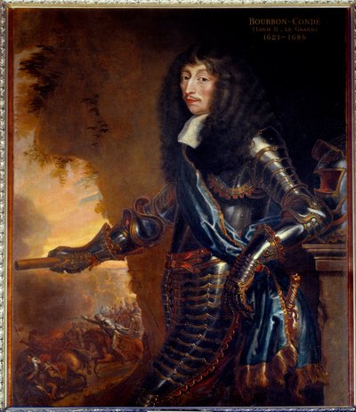 Portræt i fuld længde af Grand Conde, Louis II Prince of Bourbon (Bourbon-Conde) (1621-1686) - Maleri af Juste D