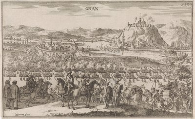 Slag bij Párkány i 1683 Gran (titel på objekt) af Justus van den Nijpoort