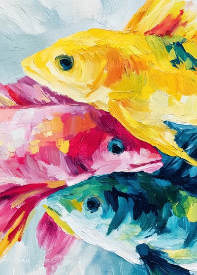 Farverigt fisketrio af Justyna Jaszke