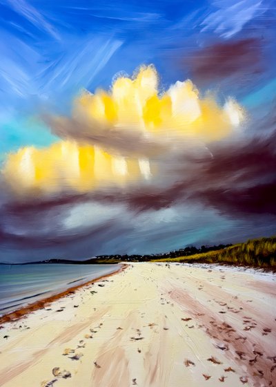 Gyldne skyer over stranden af Justyna Jaszke