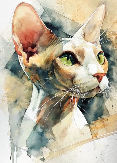 Sphynx-kat med grønne øjne af Justyna Jaszke