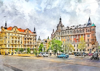 En gade i en historisk europæisk by af Justyna Jaszke