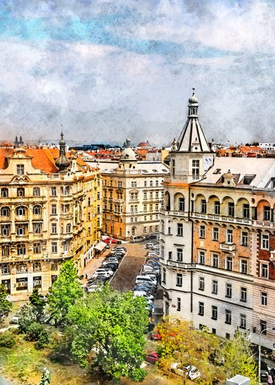Udsigt over en historisk europæisk by af Justyna Jaszke