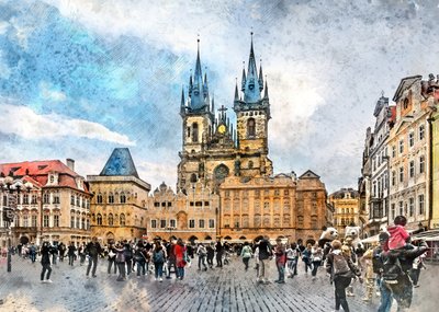 Prag, Tjekkiet – Akvarelmaleri af byen (28) af Justyna Jaszke