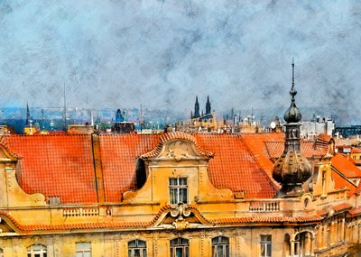 Udsigt fra tagterrassen i Prag af Justyna Jaszke