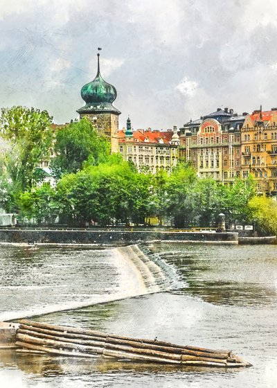 Vandtårnet ved floden i Prag af Justyna Jaszke