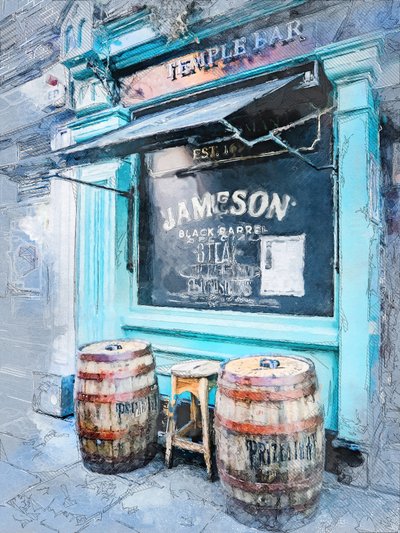 Indgang til Rustic Blue Bar af Justyna Jaszke