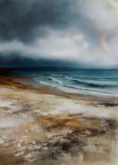 Stormy Beach Regnbue af Justyna Jaszke