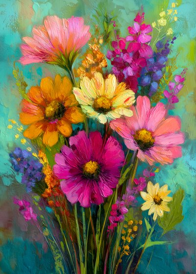 Farverig blomsterbuket af Justyna Jaszke